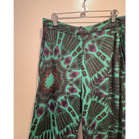 Ba&Sh Pants Women’s Size Medium Lady Green Print Wide Leg Colorful Resort Boho - Picture 7 of 11